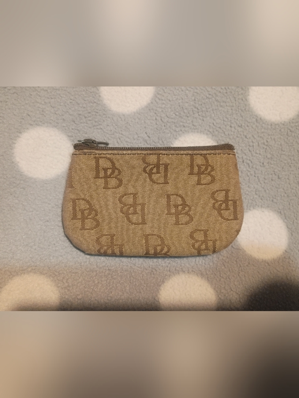 Dooney And Bourke Monogram Tan Zip Coin Pouch